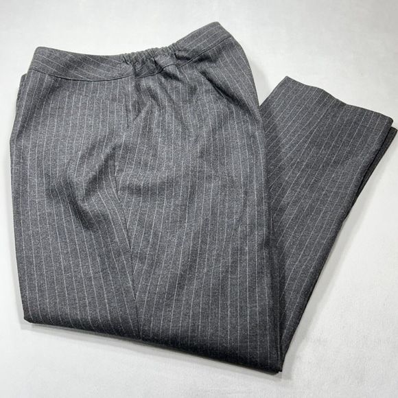 Talbots Pants Women’s 14 Gray White Wool Blend Pinstripe Work Casual Stretch - Picture 1 of 15